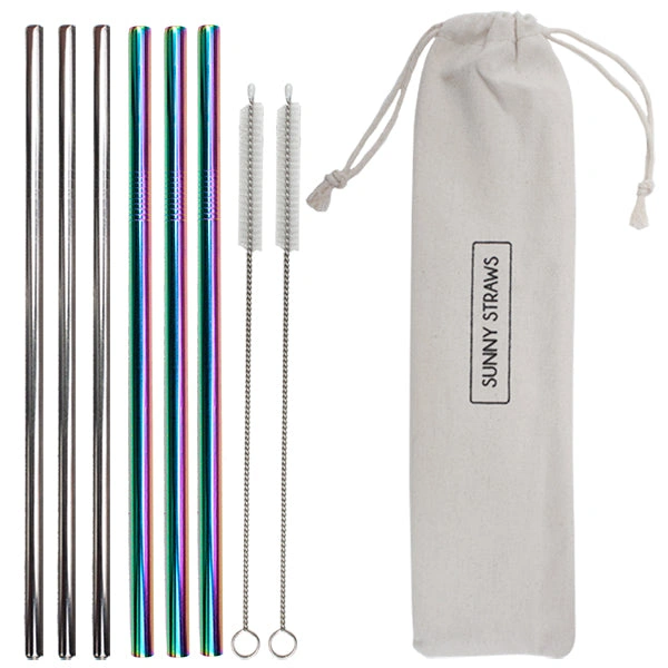 Rainbow Silver Straw Set - Perfect for Parties & Glamorous Drinks!